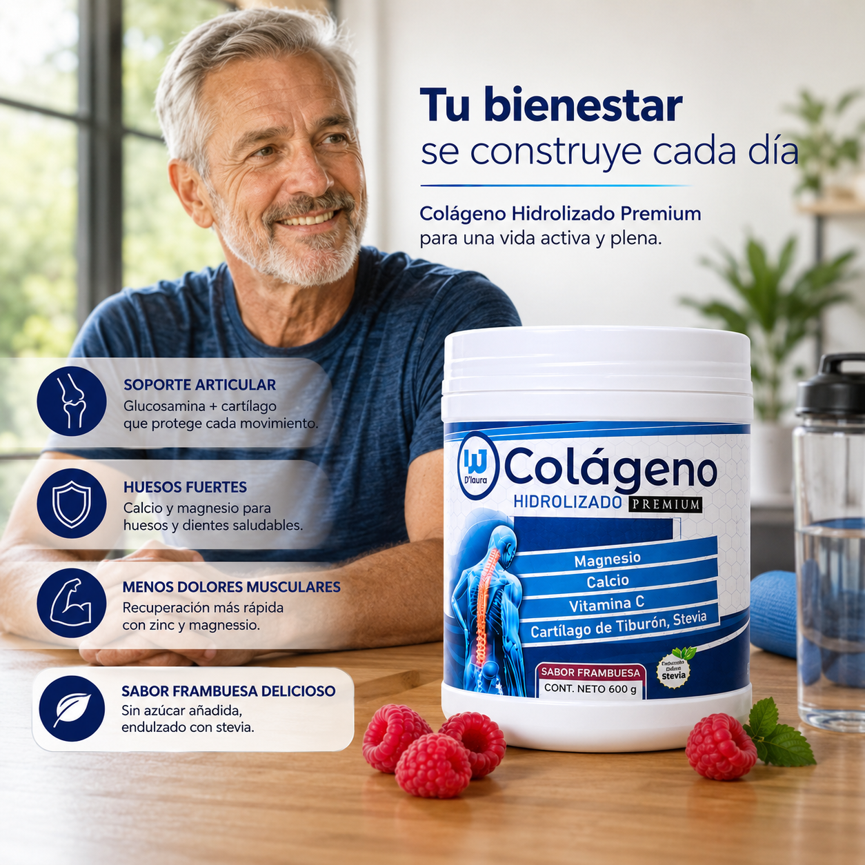 Cólageno Hidrolizado Premium 600g Sabor Frambuesa