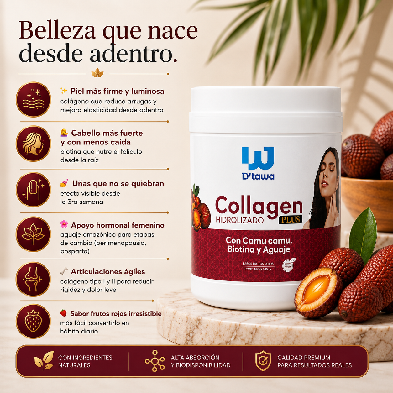 Colageno Plus 600g Biotina + Aguaje