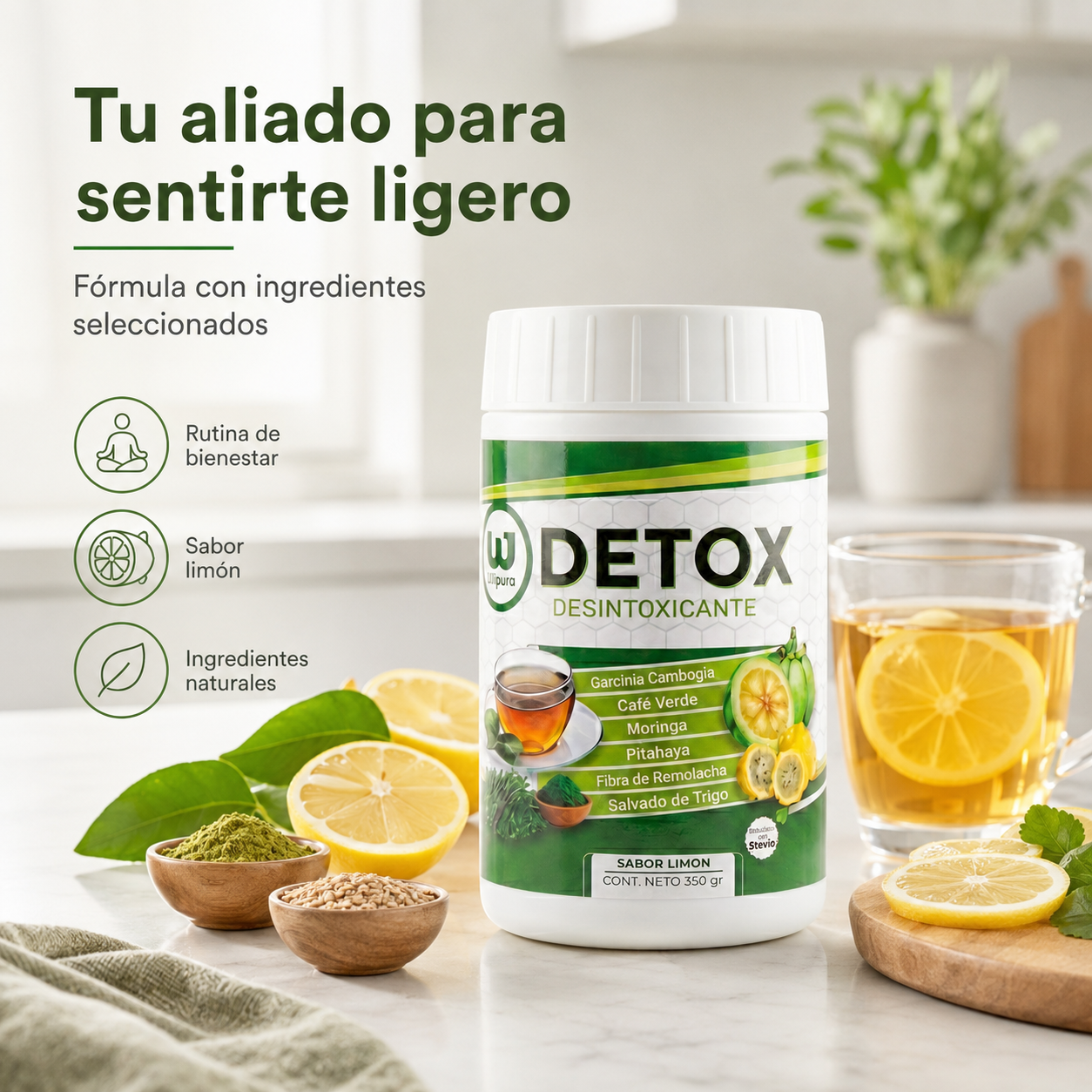 DETOX Desintoxicante 350g – Sabor Limón