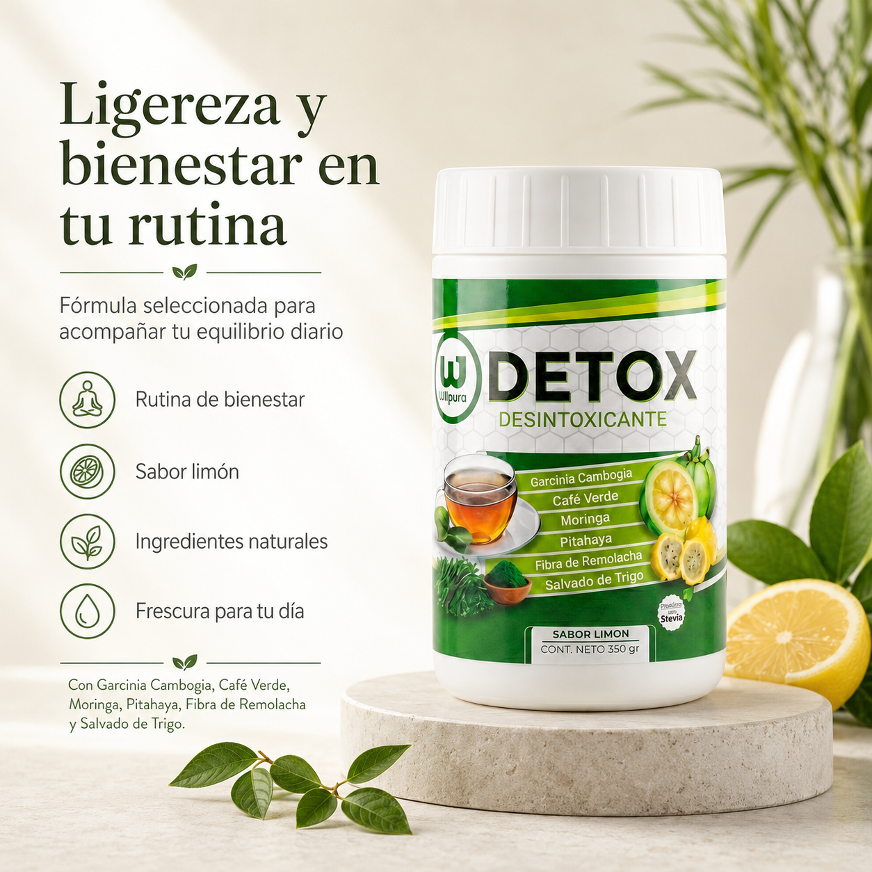 DETOX Desintoxicante 350g – Sabor Limón