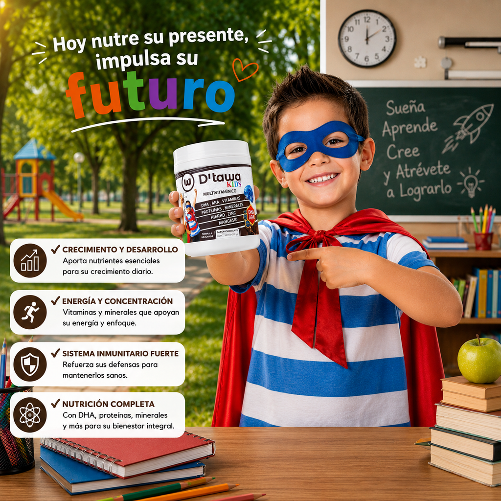 D'TAWA KIDS – Multivitamínico Infantil 600g – Sabor Chocolate