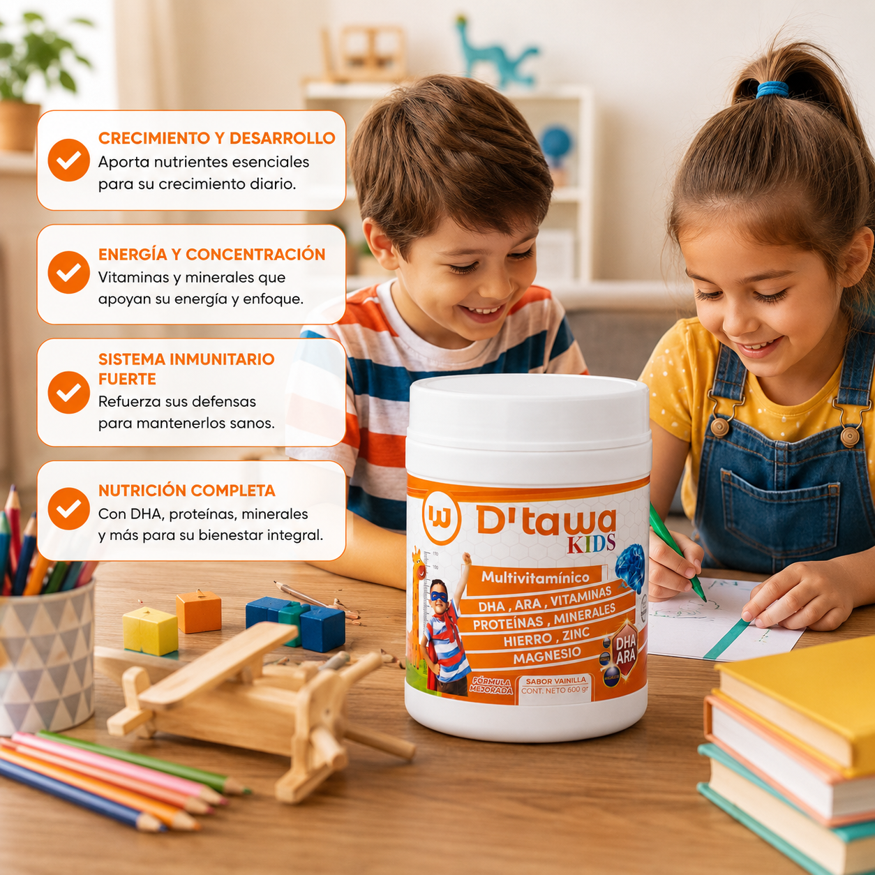 D'TAWA KIDS – Multivitamínico Infantil 600g – Sabor Vainilla