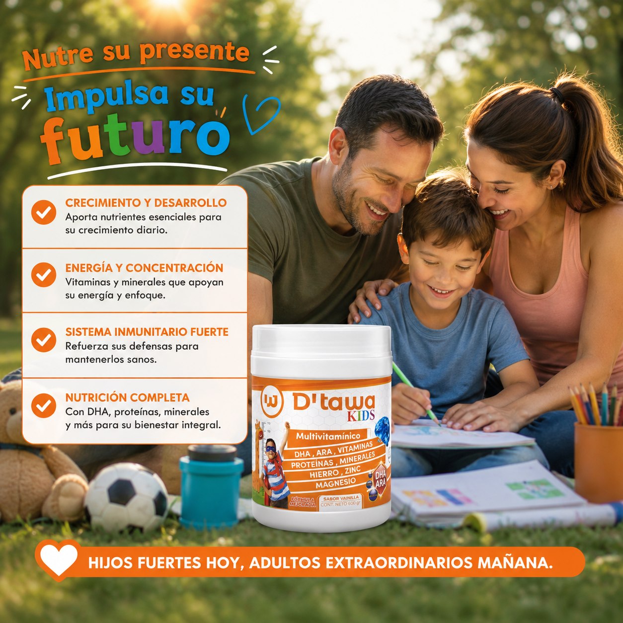 D'TAWA KIDS – Multivitamínico Infantil 600g – Sabor Vainilla